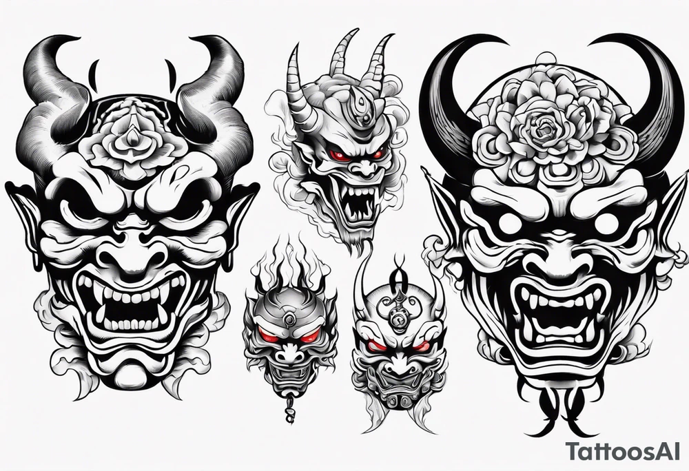 Japanese Demon mask tattoo idea