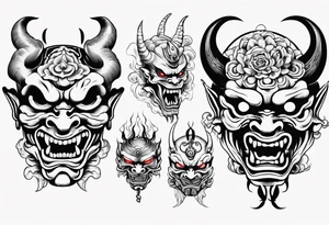 Japanese Demon mask tattoo idea