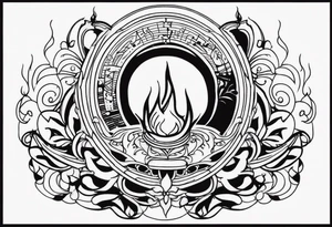 Music on fire tattoo idea