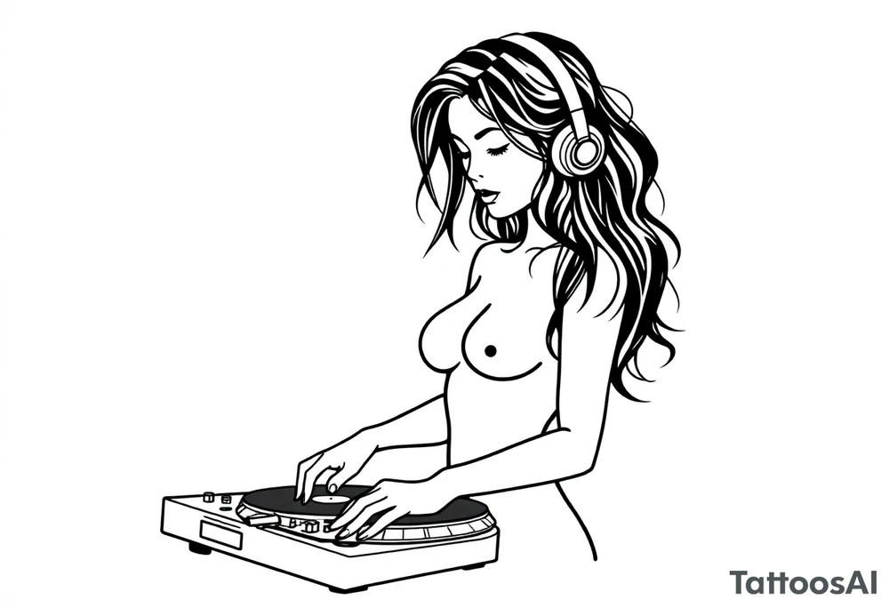 disk jockeying, naked girl tattoo idea