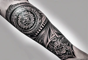 shin sleeve armor tattoo idea