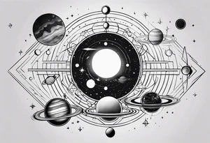 a geometric representation of the solar system tattoo idea