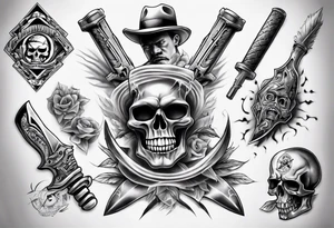 photorealistic chicano
weapons and gangsters tattoo idea