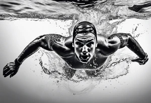 swimmer from underneath the water swimming crawl tattoo idea