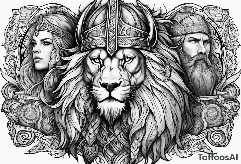 Vikings and a lion tattoo idea