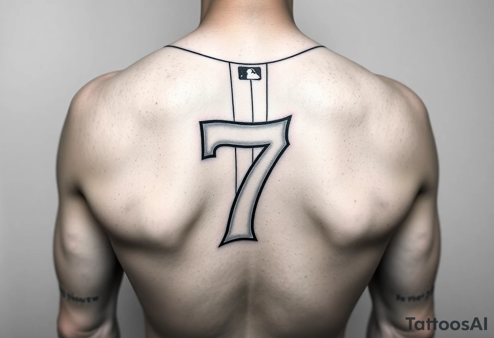 the number seven and a yankee jersey for forearm tattoo idea