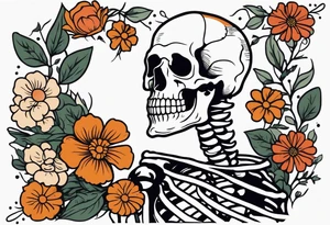 human skeleton

old school vintage simple traditional design surrounded by vintage flowers


bold color simple tattoo idea