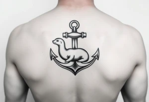 Anchor with weasel wrapped around it tattoo idea
