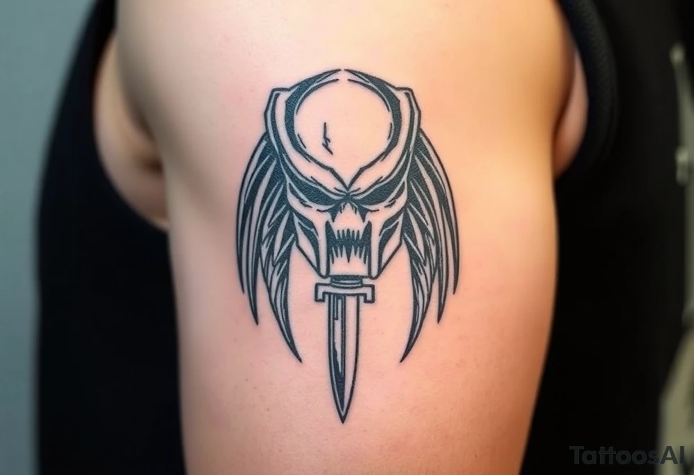 Predator mark from the movie Predator with a m9 bayonet tattoo idea