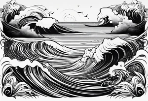 Am a men and need A balck tattoo for my shoulder with time and a date for my so 25.05.16 and a wave of beach about life tattoo idea