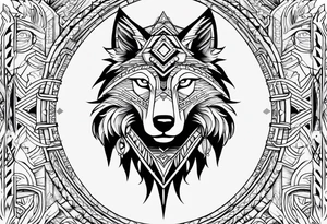 LOBO EN TRIBAL AULLANDO A LA LUNA tattoo idea