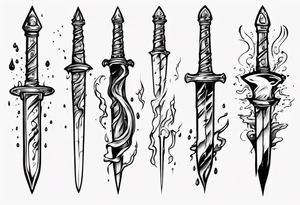Dagger falling in a puddle tattoo idea