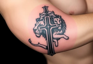 cross lion and the lamb tattoo idea