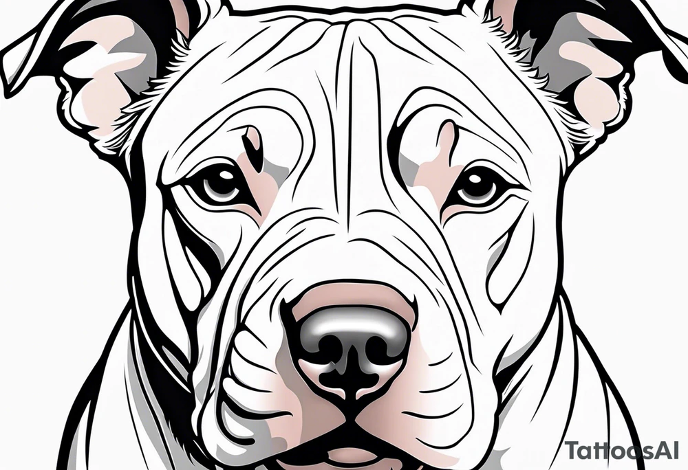 white pitbull pointed ears tattoo idea