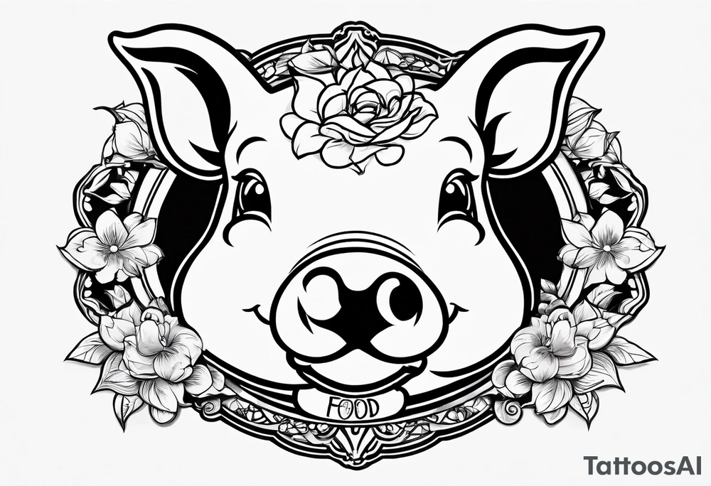 cute piglet.
with text: "friends not food" tattoo idea