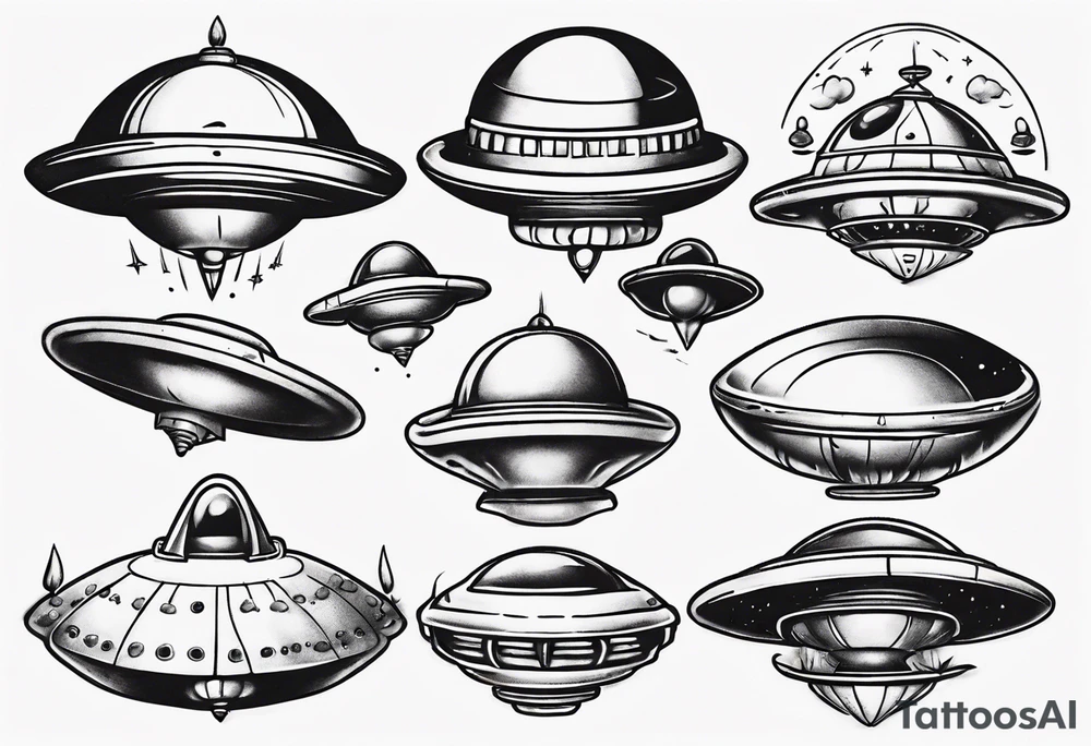 Cartoon blacklist flying saucer tattoo idea