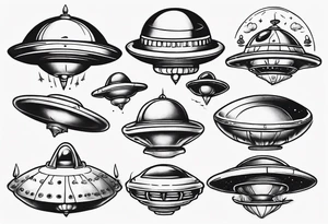 Cartoon blacklist flying saucer tattoo idea