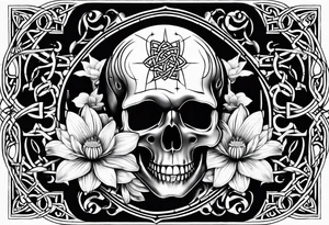 Celtic skull, water lily, daffodil, space and stars, roller coaster track tattoo idea