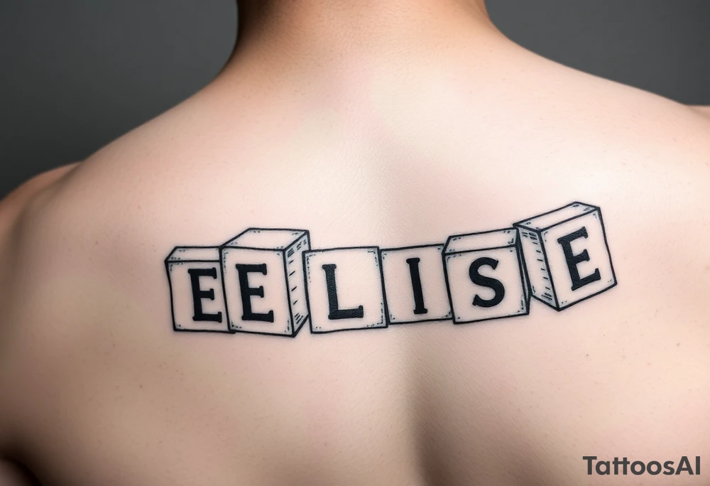 childrens blocks with ELISE on them tattoo idea