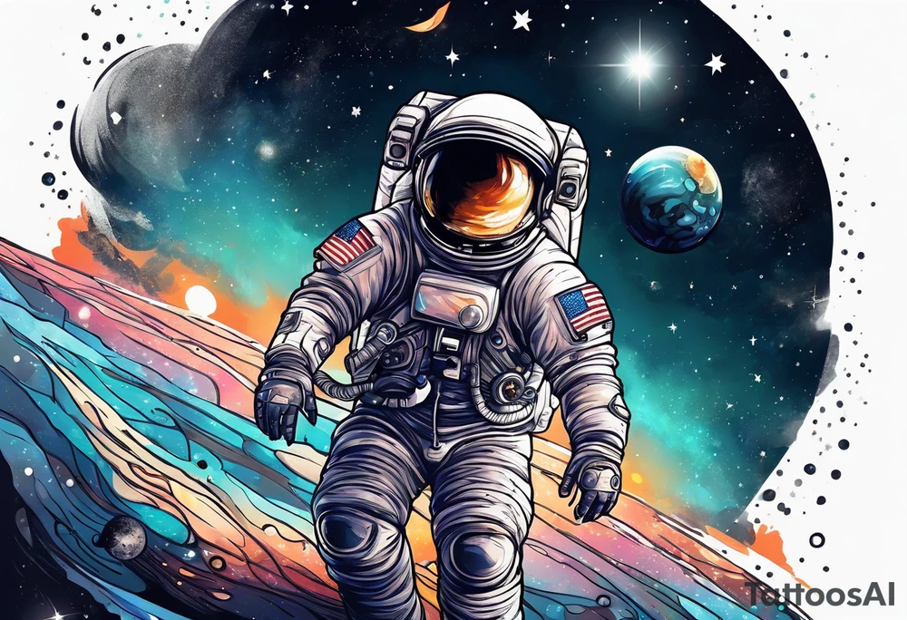 Astronaut in space tattoo idea