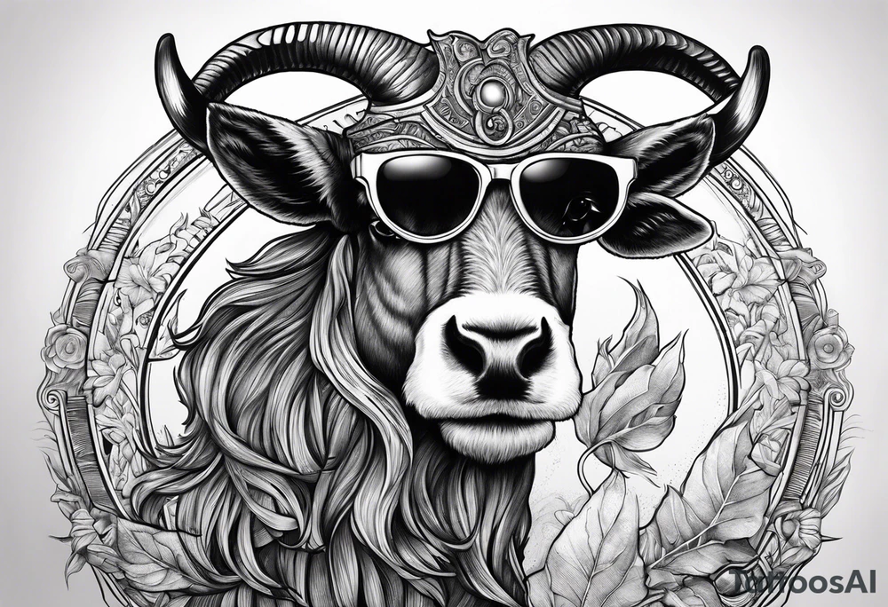 capricorn with sunglasses and shotgun tattoo idea