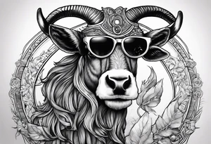 capricorn with sunglasses and shotgun tattoo idea