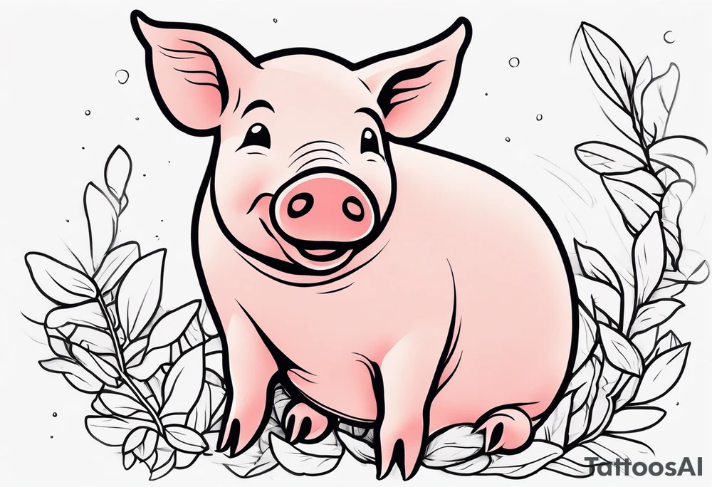 simple drawing of piglet or pig with text: "Friends. Not Food" included.
draw with very thin lines and no shading tattoo idea
