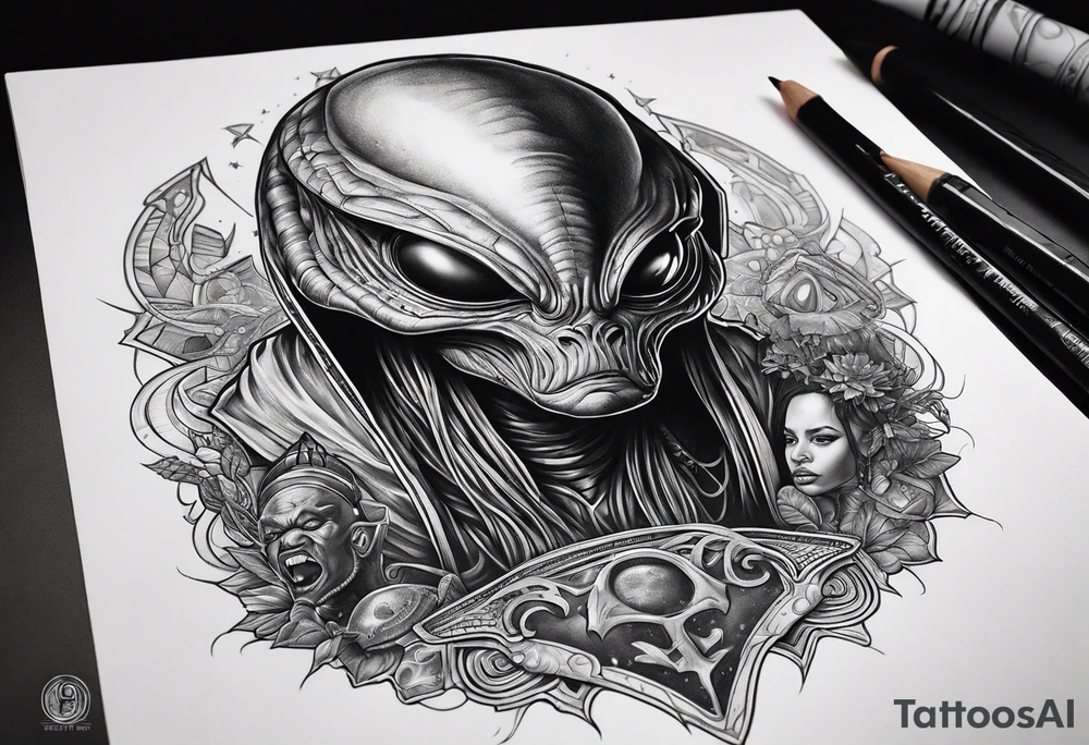 An alien battle rapper tattoo idea