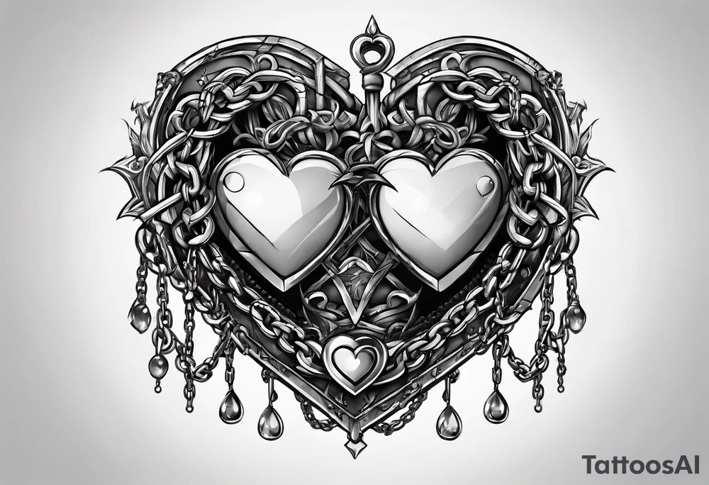 Heart wrapped in chains tattoo idea