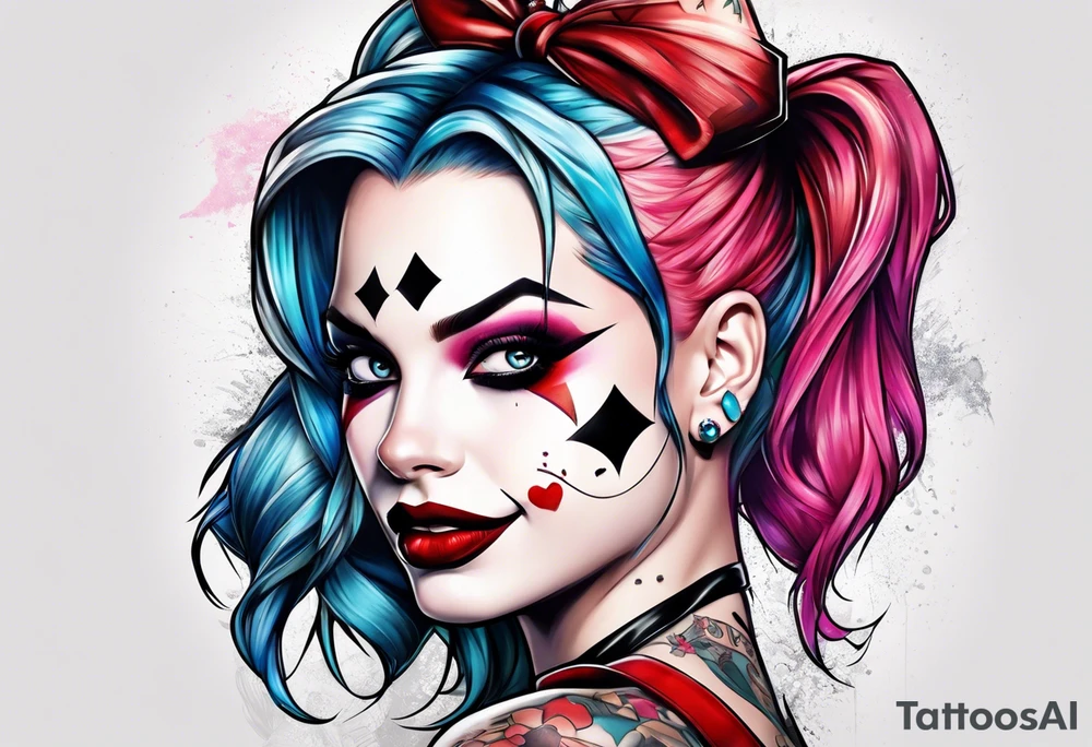 Pinup Harley Quinn tattoo idea