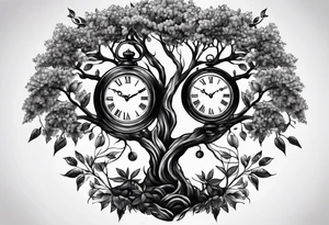 Rowan tree and 2 clocks tattoo idea