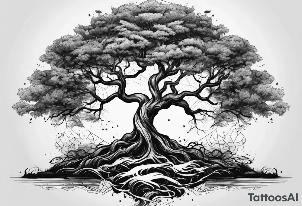 Tree with growing roots tattoo idea