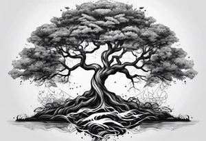Tree with growing roots tattoo idea