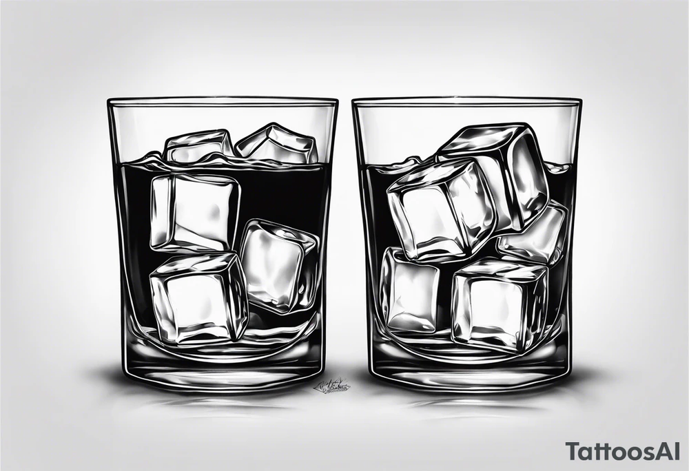 glass of whiskey but the ice cube is a small jack-o-lantern tattoo idea