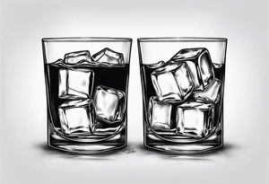 glass of whiskey but the ice cube is a small jack-o-lantern tattoo idea