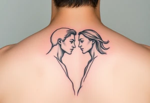 Two broken people merging into one representing wholeness and love tattoo idea