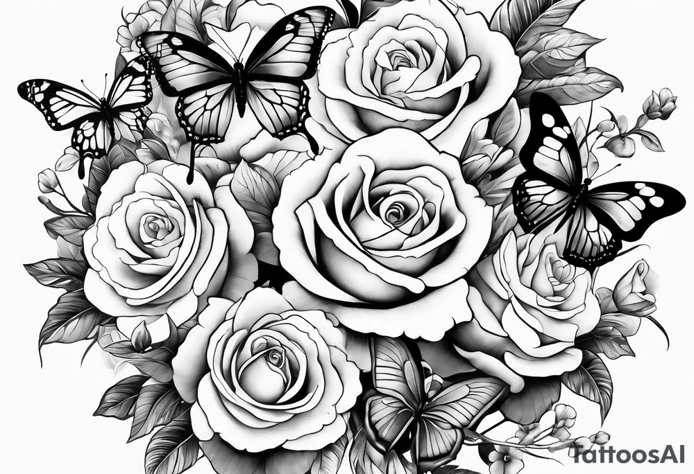 Butterflies with flowers & snake tattoo idea
