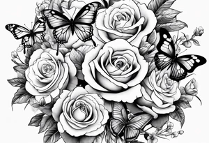 Butterflies with flowers & snake tattoo idea