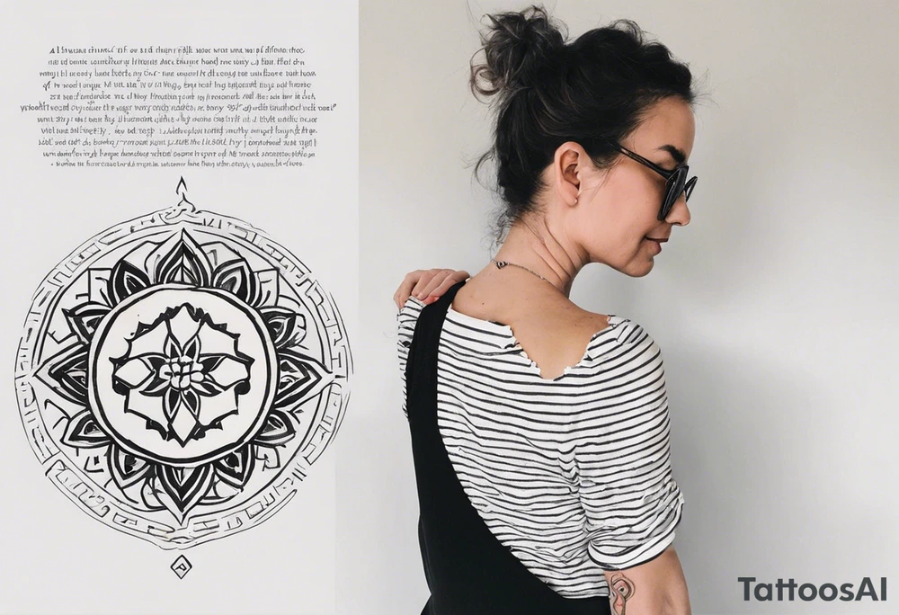 I want a tatoo on my back to show my life journey with a minimalist style. 
. Until January 9,2023, at the age of 45, my life was dark, painful, and repeating patterns of unimaginable trauma and abuse. On January 9, 2023, my current abuser was going to kill me. I had excepted my fate and was ready for it all to stop. However, in a second of time, I chose to live and escaped. After a year a healing my inner child, facing my inner demons and heavy shadow work, my inner child and I found our self worth. We've learned to love and except all that we are, and see the world with fresh eyes. The world is so colorful now. Energies surround us. We are no longer in constant survival mode, and we will spend every second we have left living. tattoo idea