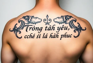 Phrase "Trong tình yêu, chờ đợi là hạnh phúc tattoo idea