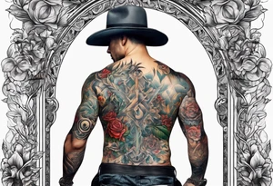 standing man with cross missing his chest tattoo idea