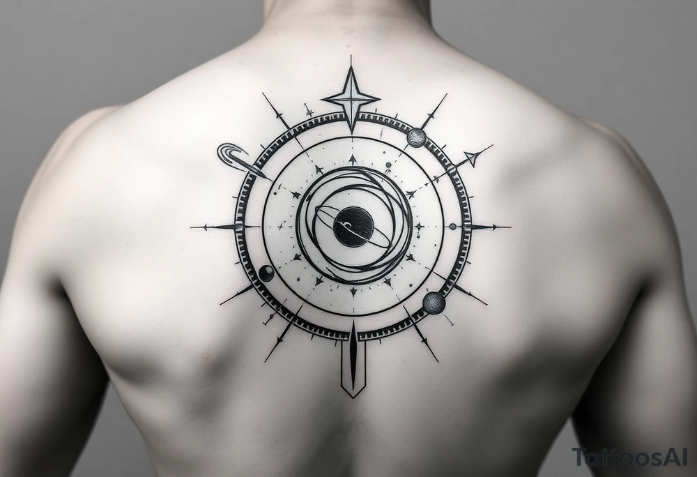 Solar system tattoo with constellations tattoo idea