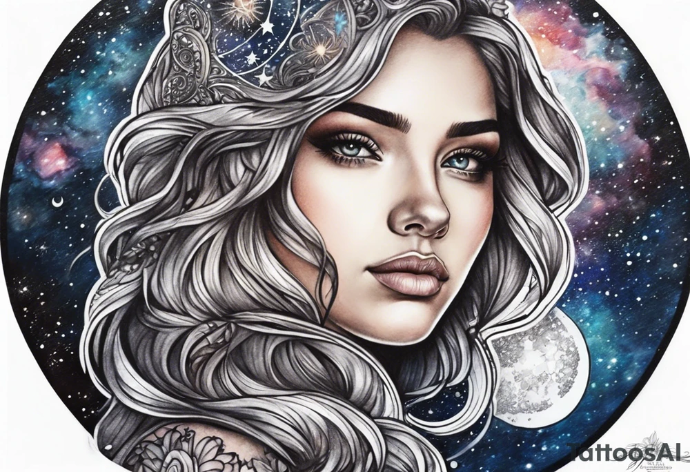 Celestial galaxy realistic tattoo idea