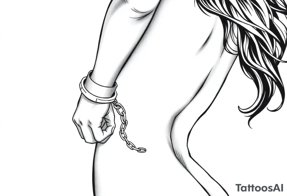 naked girl, in handcuffs tattoo idea