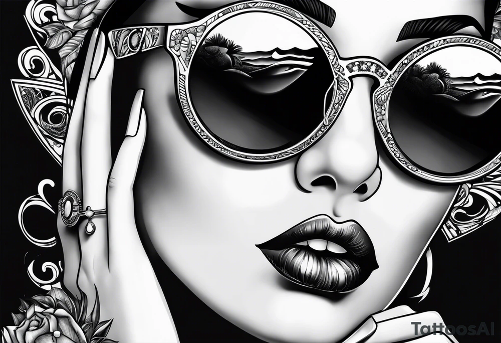capricorn woman sunglasses big titts tattoo idea