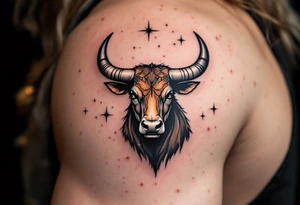 With a glint of steel and chestnut tones, the Taurus star constellation anchors the spring sky. tattoo idea