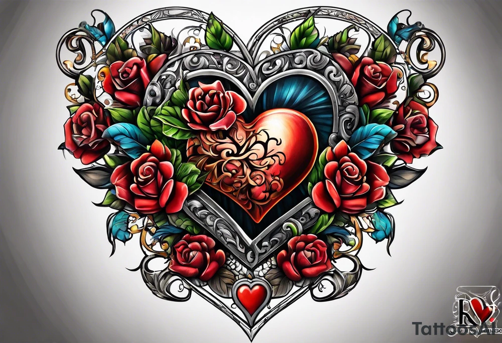 Heart and brain in a weight balance tattoo idea