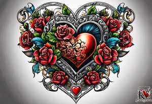 Heart and brain in a weight balance tattoo idea