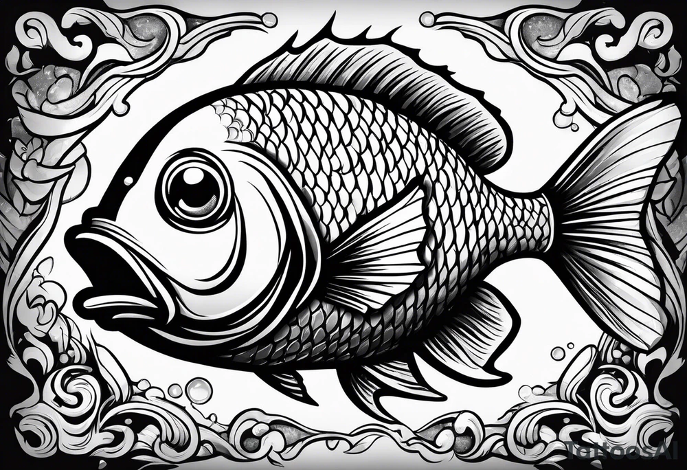 Cartoon fish with a mean face tattoo idea
