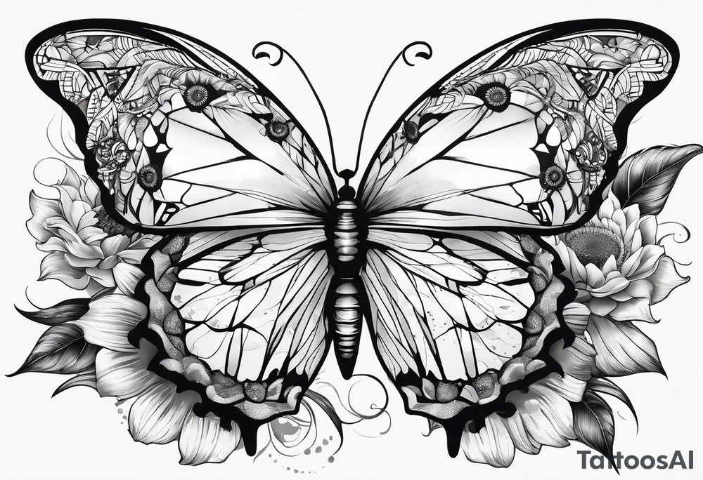 Butterfly, sunflower, book, fly, fish tattoo idea
